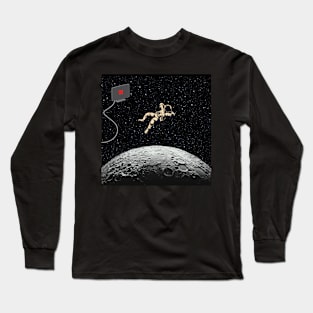 Astronaut Watching Tv On The Moon Long Sleeve T-Shirt